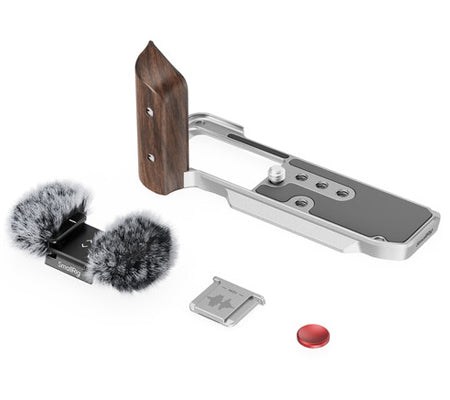 SmallRig L-Shape Mount Plate with Wooden Handle for FUJIFILM X-M5 (Sliver) 5261
