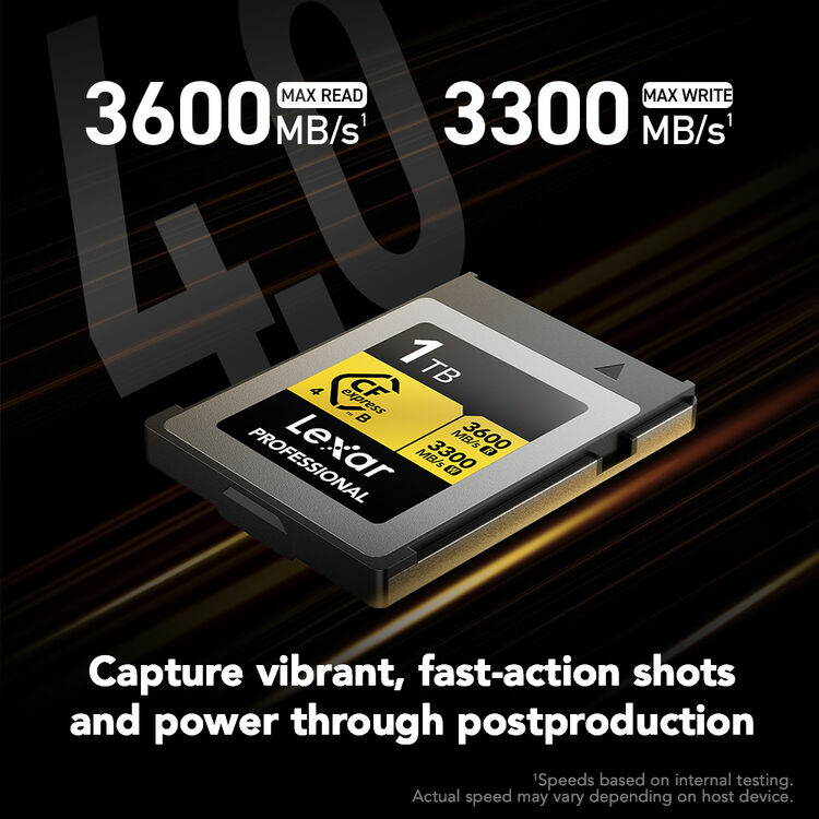 LEXAR CFEXPRESS 4.0 TYPE B Card Gold Series 1TB W 3300MB/s R 3600MB/s  LCXEXP4001T-RNENG