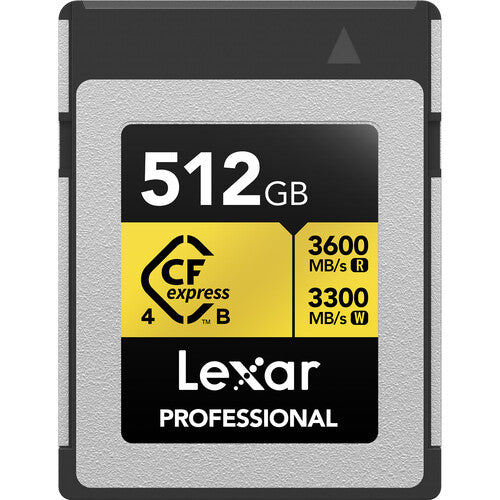 LEXAR CFEXPRESS 4.0 TYPE B Card Gold Series 512GB W 3300MB/s R 3600MB/s  LCXEXP4001T-RNENG