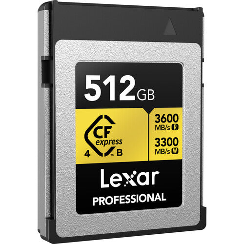 LEXAR CFEXPRESS 4.0 TYPE B Card Gold Series 512GB W 3300MB/s R 3600MB/s  LCXEXP4001T-RNENG