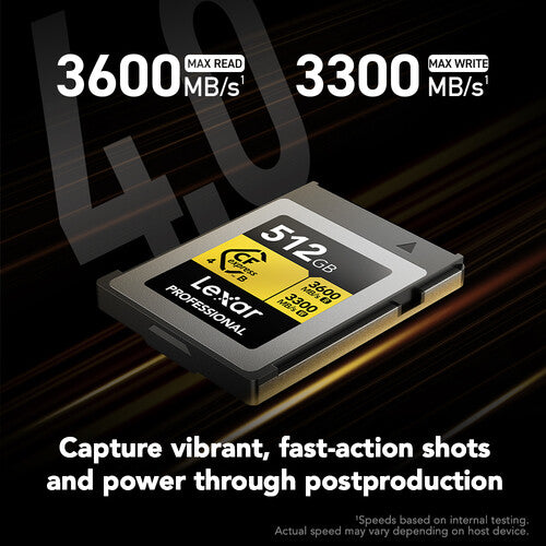 LEXAR CFEXPRESS 4.0 TYPE B Card Gold Series 512GB W 3300MB/s R 3600MB/s  LCXEXP4001T-RNENG