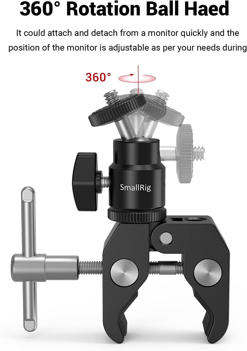 SmallRig Clamp Mount with 1/4" Screw Ball Head Mount 1124
