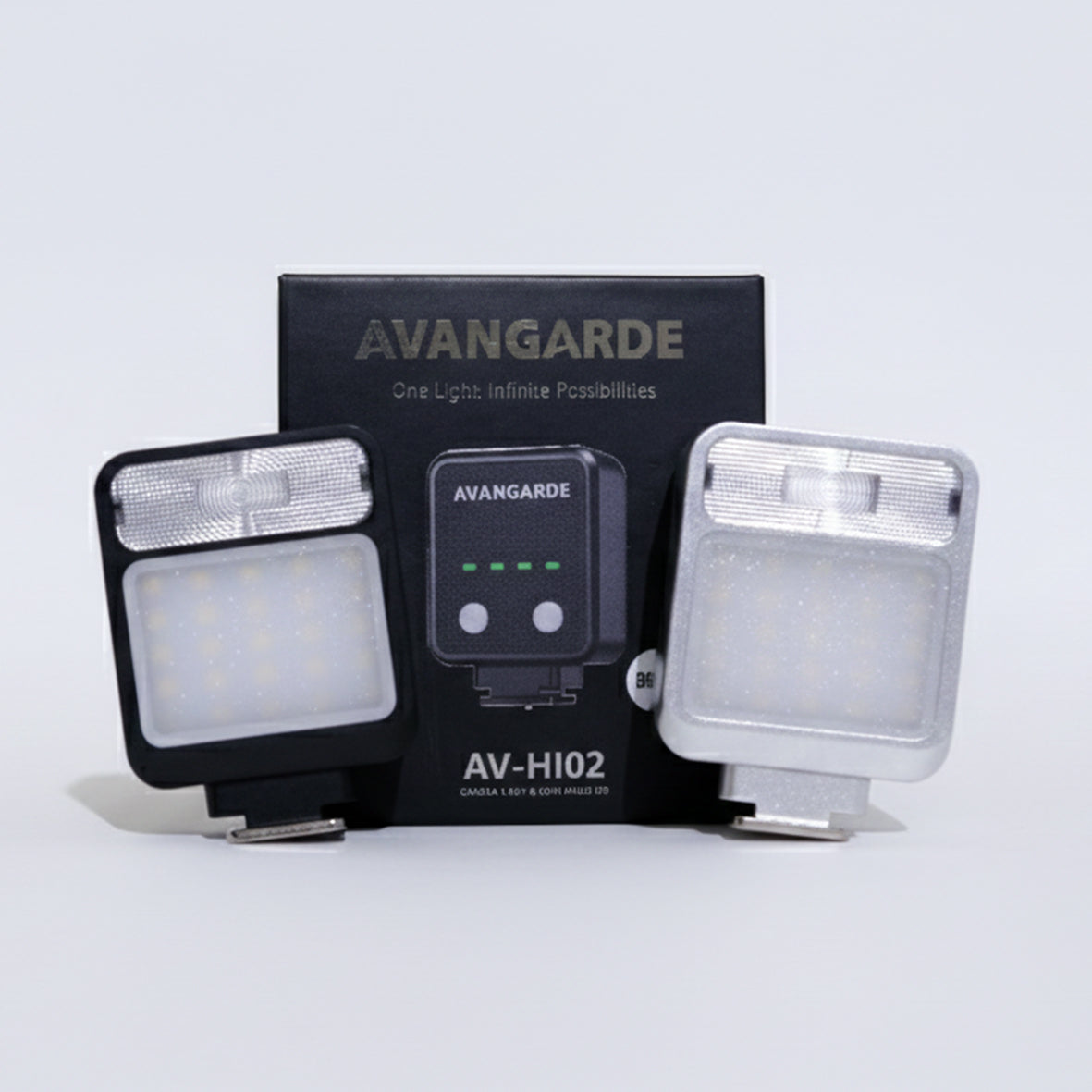 Avangarde AV-HI02 Camera flash and Continuous LED Compatible for [Sony, Canon, Nikon, Fuji, OM System, Lumix, Ricoh cameras] - Silver