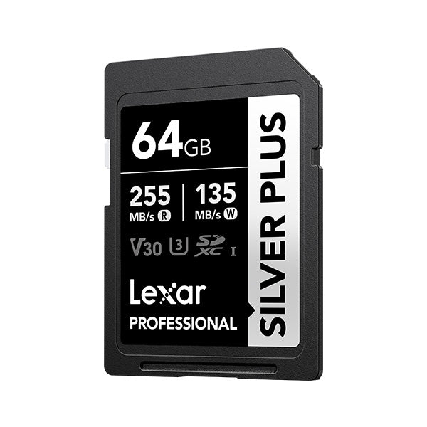 Lexar 64GB Professional Silver Plus SDXC UHS-I R: 255MB/s W: 135MB/s