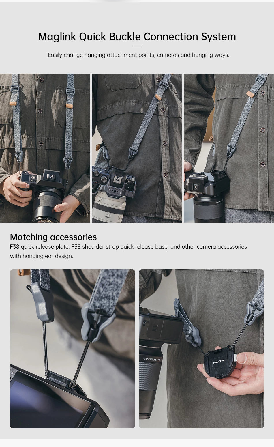 FALCAM Maglink Quick Magnetic Buckle Shoulder Strap Classic (Grey) 3144