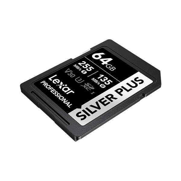 Lexar 64GB Professional Silver Plus SDXC UHS-I R: 255MB/s W: 135MB/s