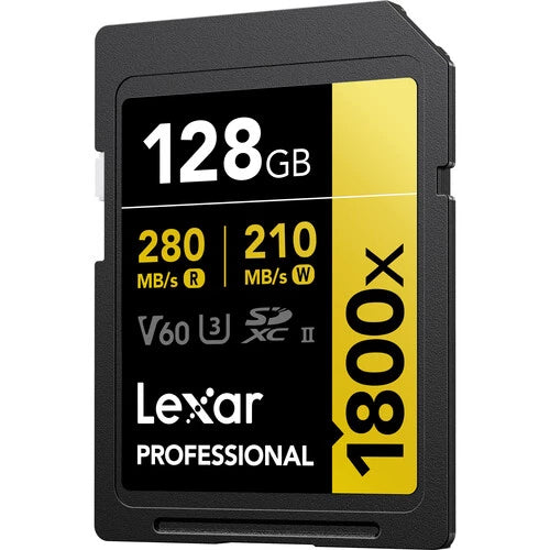 Lexar 128GB 1800x SDXC UHS-II Memory Card R: 280MB/S W: 210MB/s