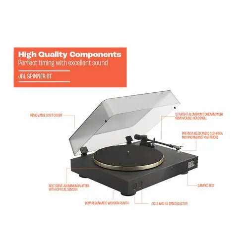JBL Spinner BT Bluetooth Turntable Gold