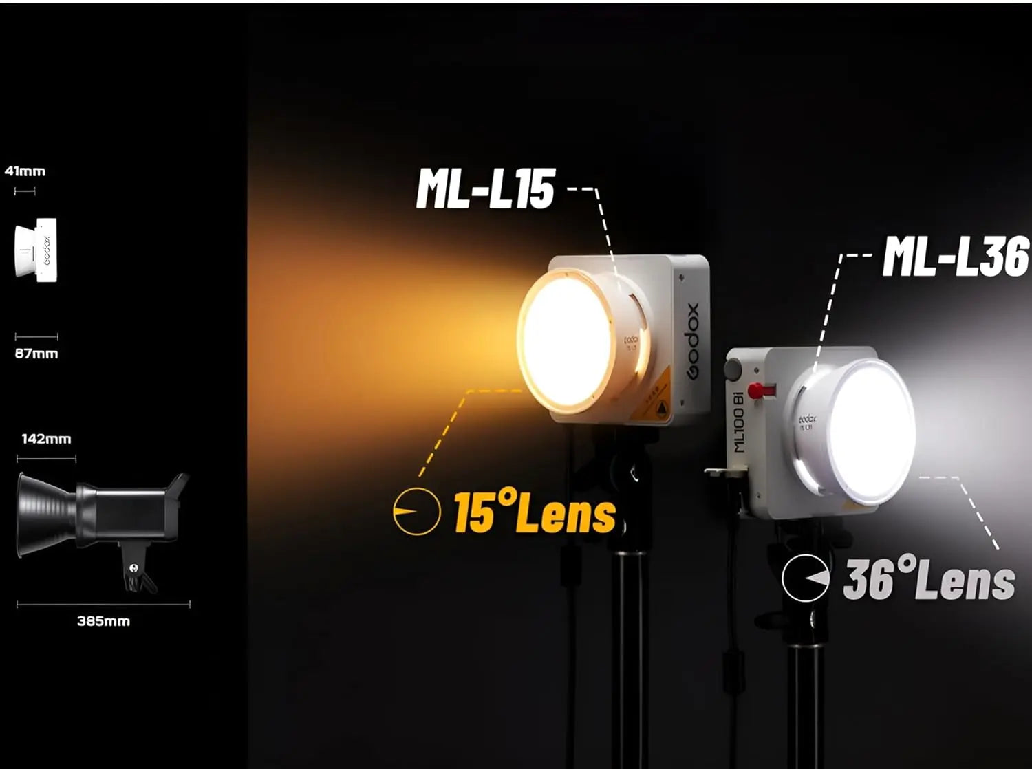 Godox ML100Bi Kit-2 Bi-Color Portable LED Light (with 36 Lens & V-Mount Handgrip Kit)