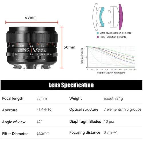 7Artisans 35mm f/1.4 Mark III for Sony FE Mount Full Frame Black
