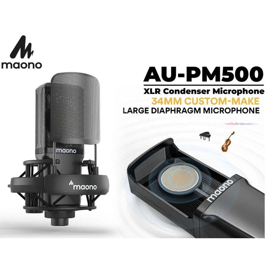 Maono AU-PM500 Studio-Quality Sound XLR Condenser Microphone