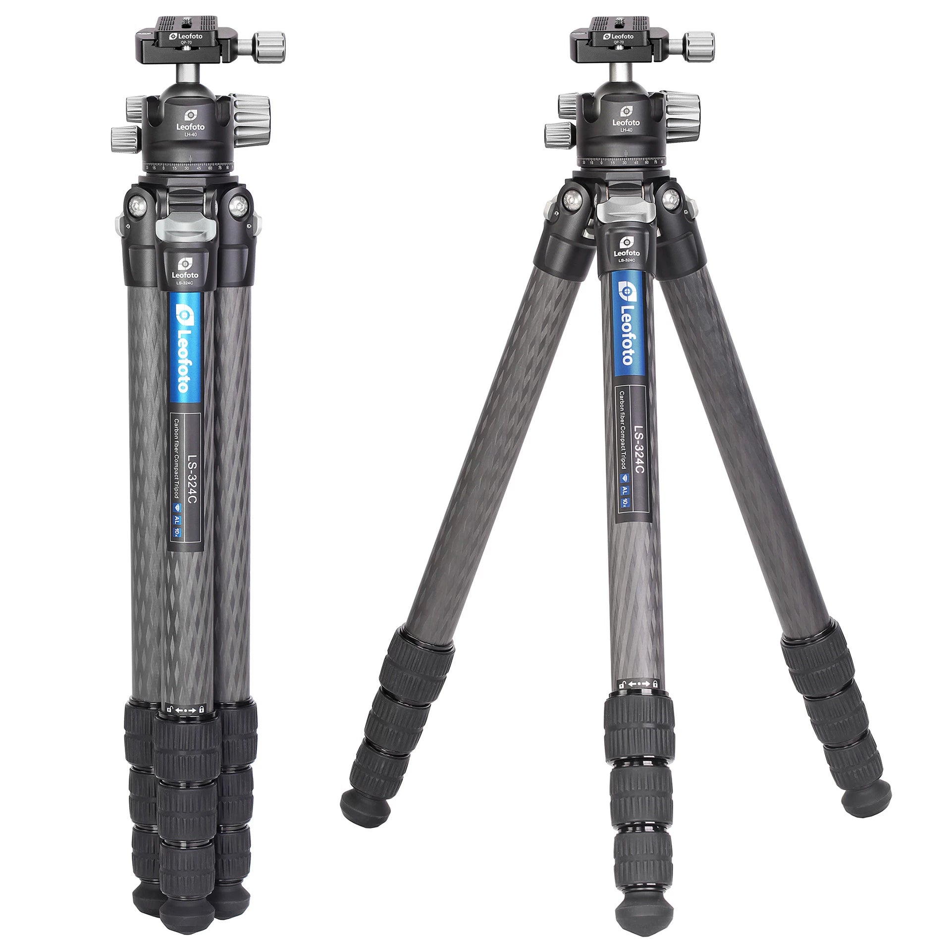Leofoto LS-324C+LH-40R Diamond Cutting Carbon Fiber Tripod