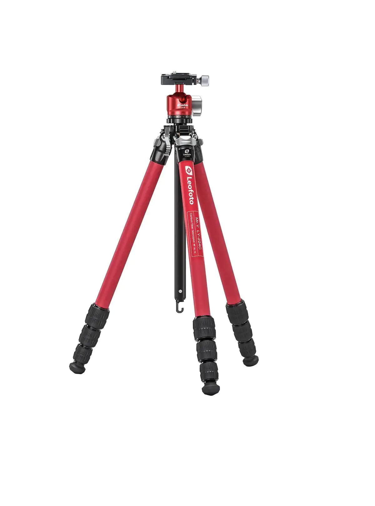 Leofoto LY-224C+LH-25(Red) Carbon Fiber Y Shaped Center Column Tripod