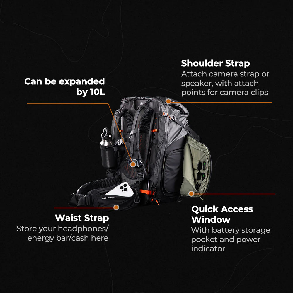 PGYTECH OnePro Flex Backpack 50L(Space Black) + Camera Insert M P-CB-394