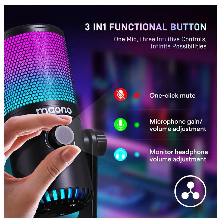 Maono DM30 RGB Gaming USB Microphone - White