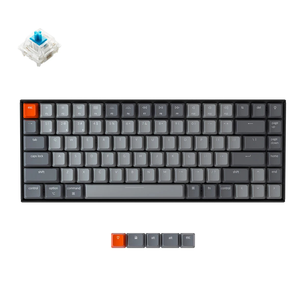 Keychron K2-A2 Wireless Mechanical Keyboard 84 Key White Backlight Plastic Frame Blue Switch