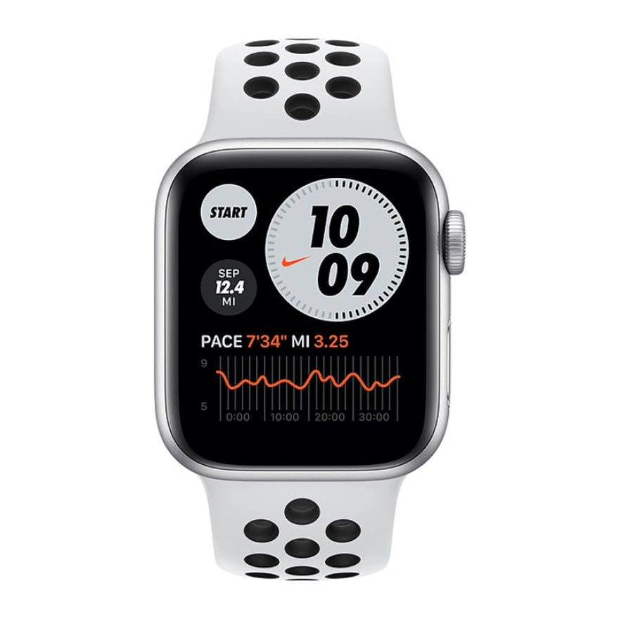 Apple Apple Watch Nike SE GPS 44mm Silver Aluminium Case with Pure Platinum/Black Nike Sport Band Regular - MYYH2ID/A