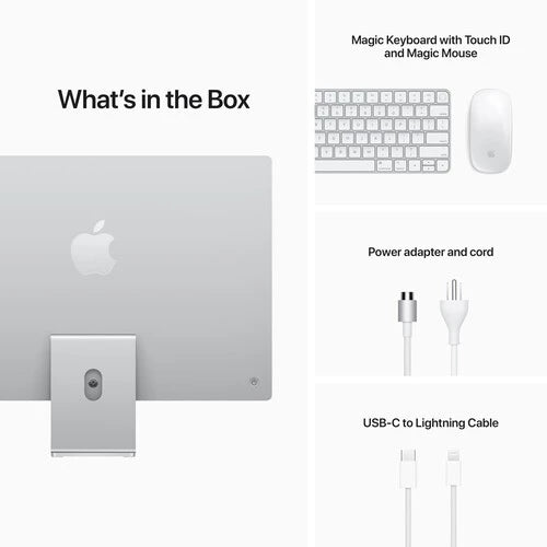 Apple iMac 24 Inch M1 chip  with Retina 4.5K display with 8core CPU and 8core GPU, 512GB Silver MGPD3ID/A