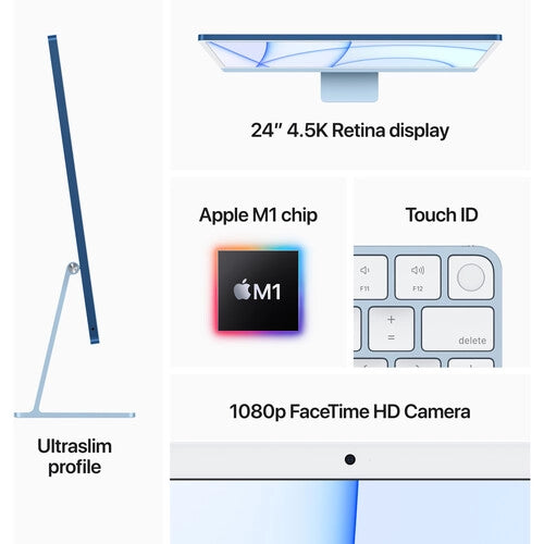 Apple iMac 24 Inch M1 chip  with Retina 4.5K display with 8core CPU and 8core GPU, 512GB Silver MGPD3ID/A