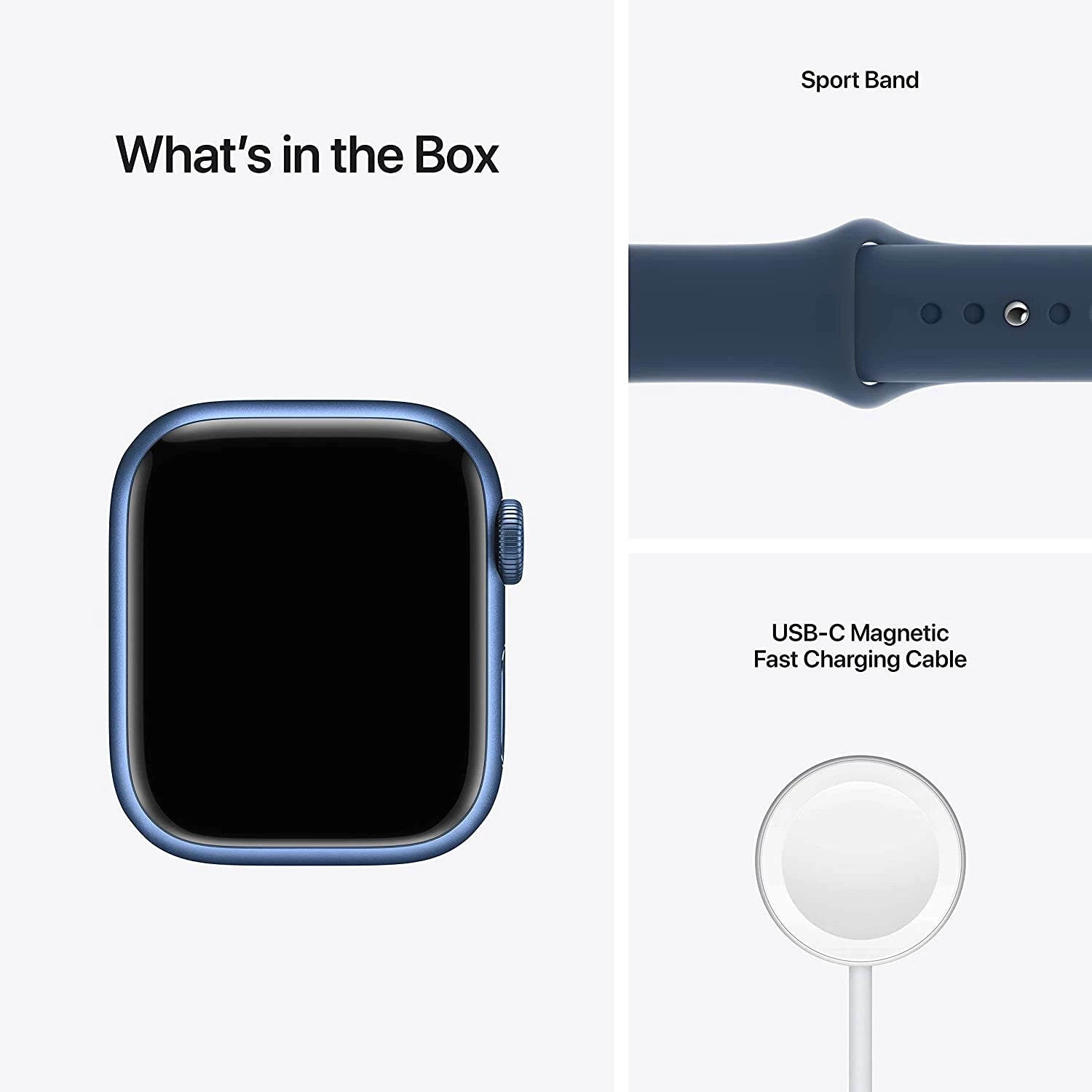Apple Watch Series 7 GPS, 41mm Blue Aluminium Case with Abyss Blue Sport Band MKN13ID/A