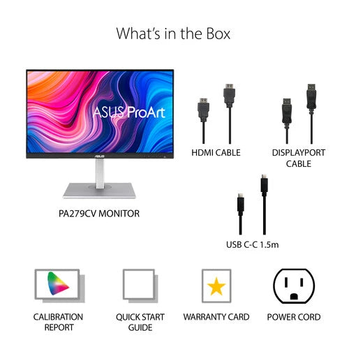 ASUS ProArt Display PA279CV 27 4K HDR UHD (3840 x 2160) Monitor, IPS, 100% sRGB