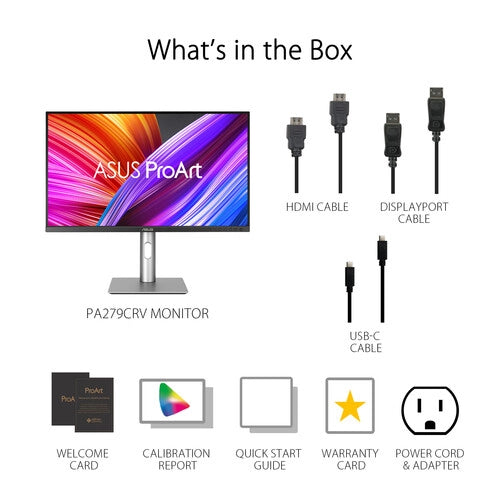 ASUS ProArt Display PA279CRV 27 4K HDR Professional Monitor - IPS, UHD (3840 x 2160), 99% DCI-P3/Adobe RGB
