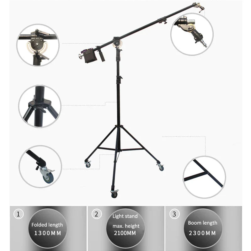 Avangarde AV-LBA210 Pro Lightstand with Pro Boom Arm and Caster