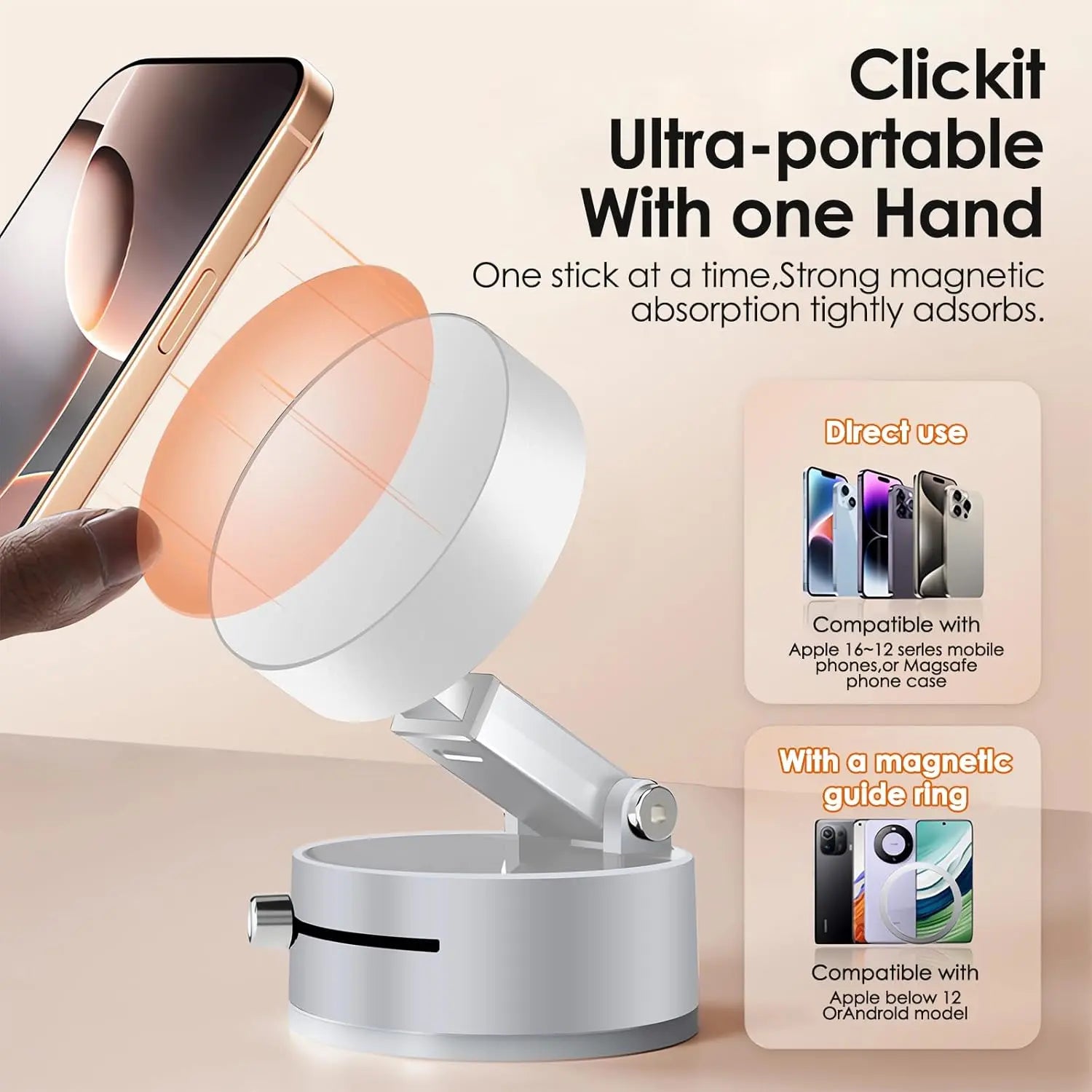 Avangarde Premium Foldable Magsafe Car Phone Holder AM-01 (White)