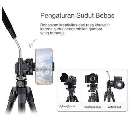 Beike Q1750 Aluminium Travel Tripod + Phone Holder