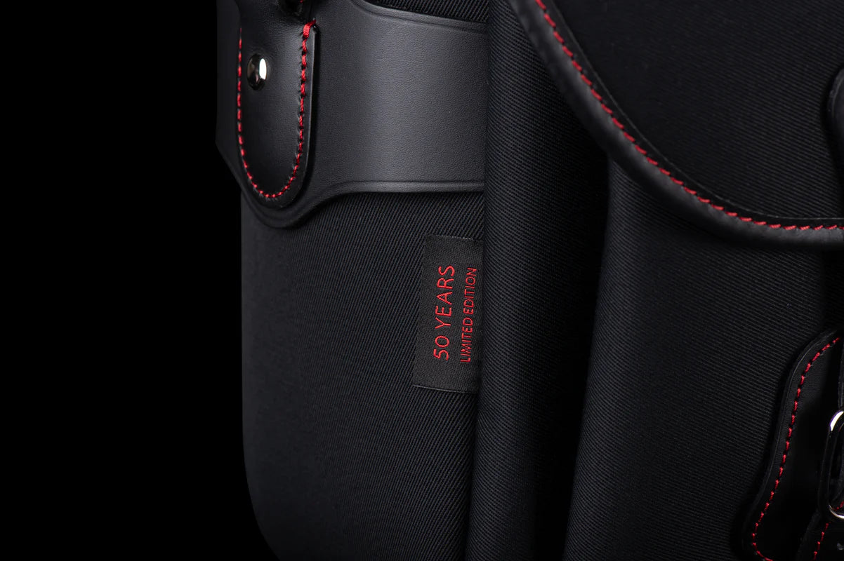 Billingham 50 Years Hadley One - Black/Black with Red Stitching Camera Bag