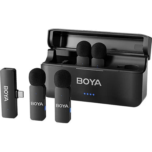 Boya BY-V4U Ultracompact 4-Person Wireless Microphone System with USB-C Connector for Mobile Devices (2.4 GHz)