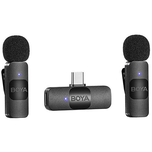 Boya BY-V20 Ultracompact 2-Person Wireless Microphone System with USB-C Connector for Mobile Devices (2.4 GHz)