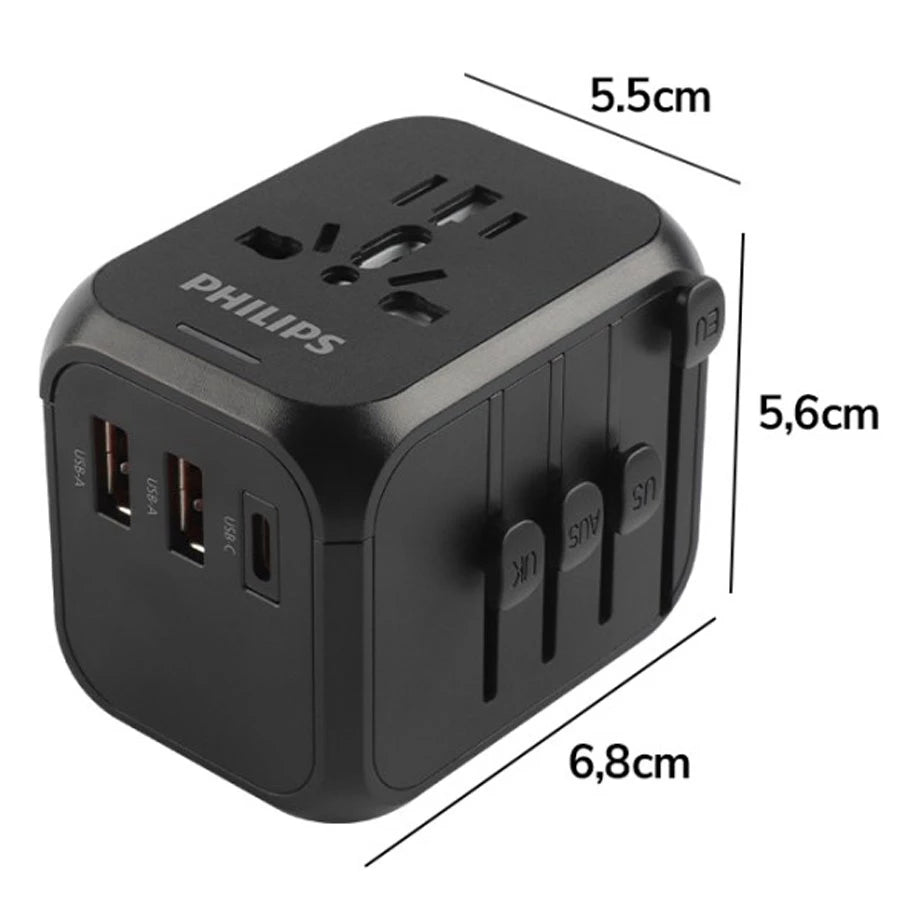 Philips Quick Charge Travel Adaptor Black SPN3351BK