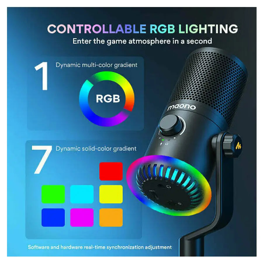 Maono DM30 RGB Gaming USB Microphone - White