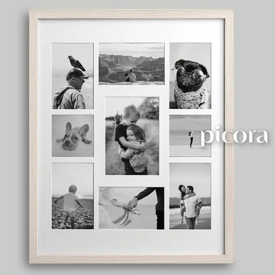 Picora Arte Multi Opening Frame 16R 40x50cm matted to 9-Opening Rustic Gray