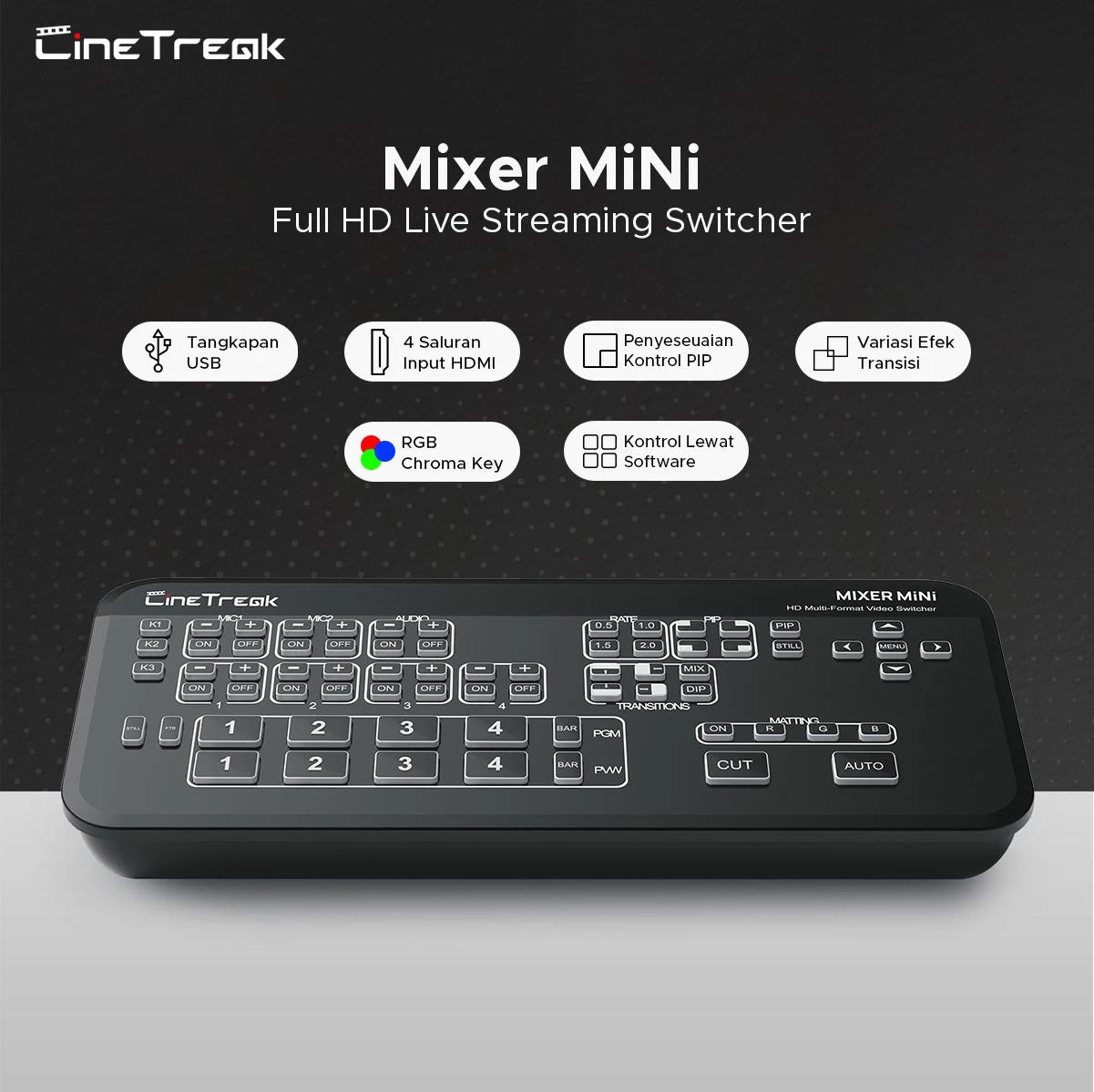 CInetreak Mixer Mini HDMI FHD Live Streaming Video Switcher