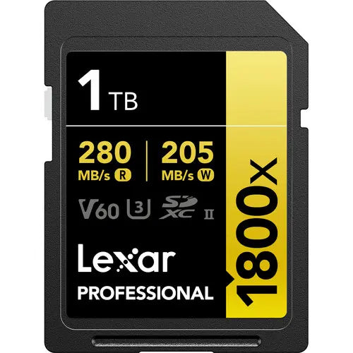 Lexar 1 TB Professional 1800x SDXC UHS-II V60 Memory Card