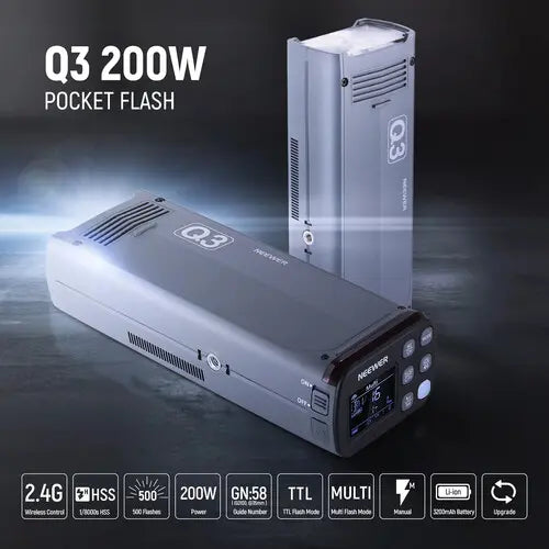Neewer Q3 200Ws 2.4G TTL Flash With Diffuser and QPRO Trigger