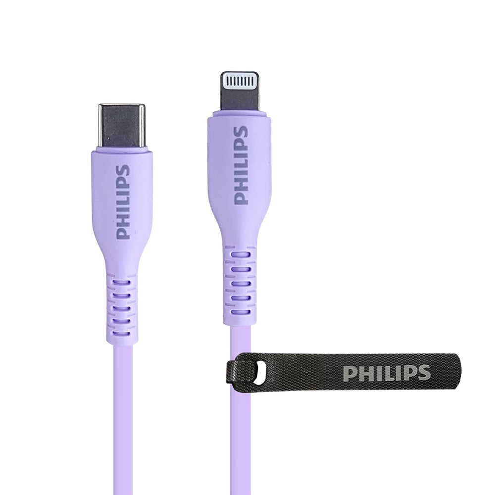 Philips DLC8631P USB-C to Lightning Cable 1.2M Soft Silicone Pastel Color - Violet