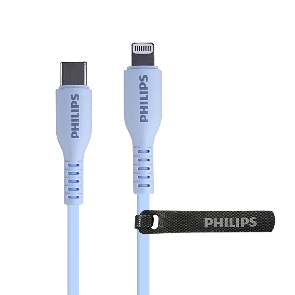 Philips DLC8631V USB-C to Lightning Cable 1.2M Soft Silicone Pastel Color - Blue