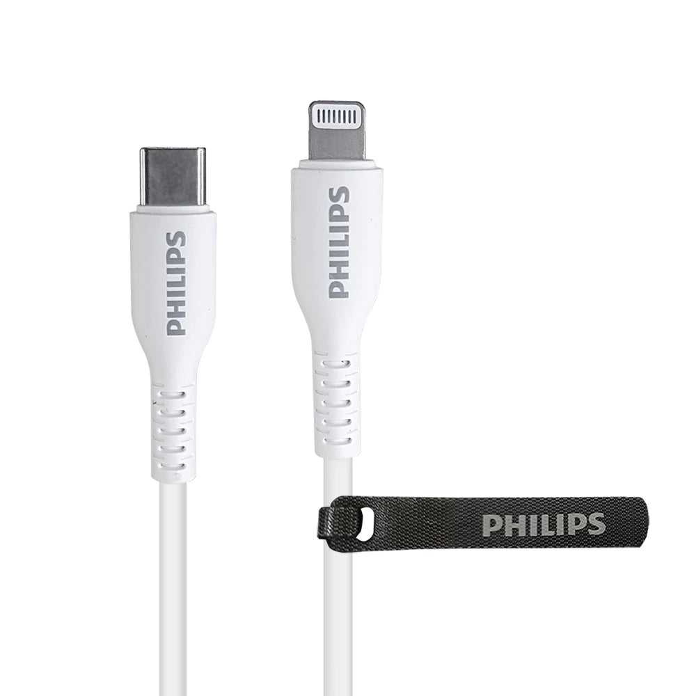 Philips DLC8631W USB-C to Lightning Cable 1.2M Soft Silicone Pastel Color - White