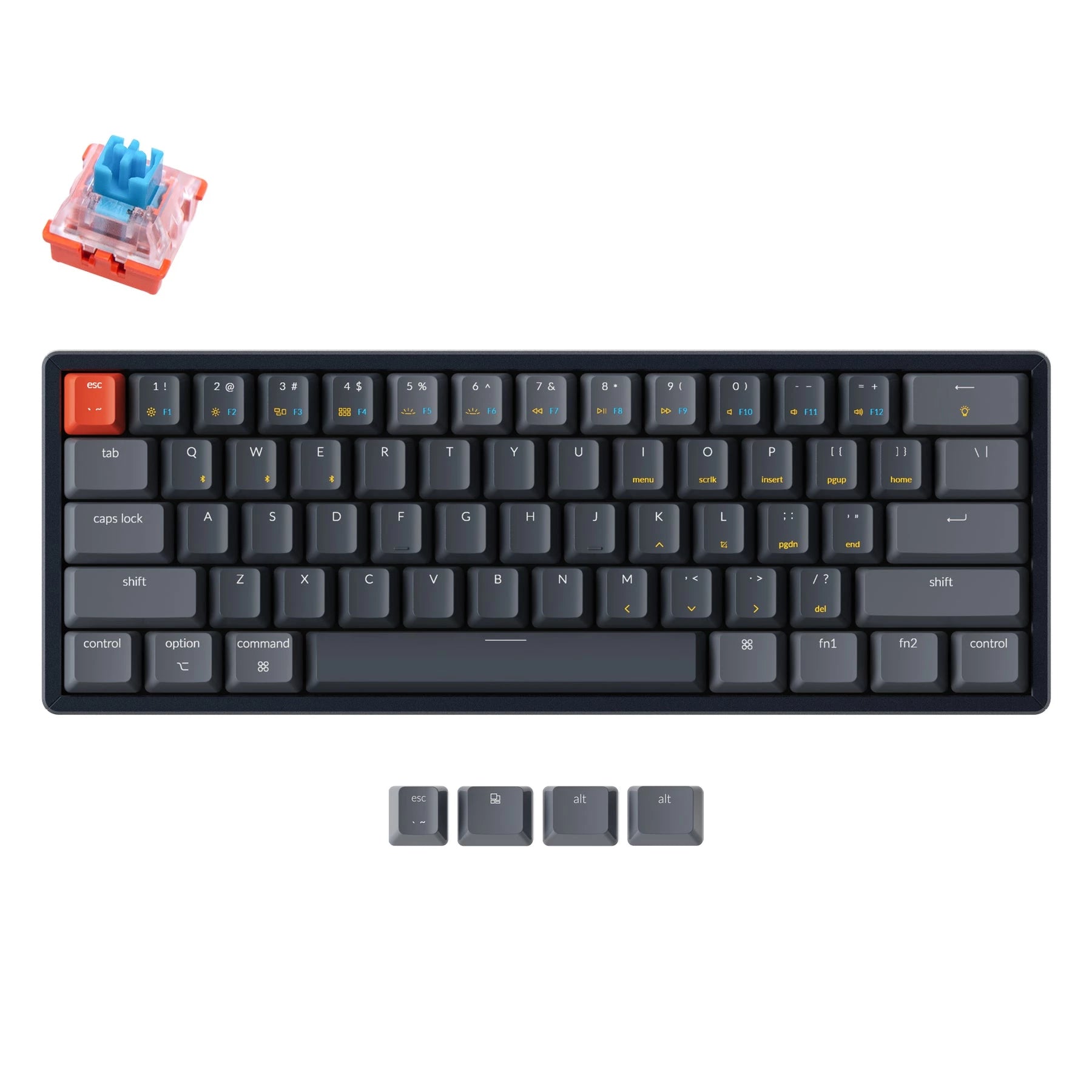 Keychron K12-F2 Wireless Mechanical Keyboard  61 Key RGB Backlight Aluminum Frame Keychron Optical (Hot-swappable) Blue Switch