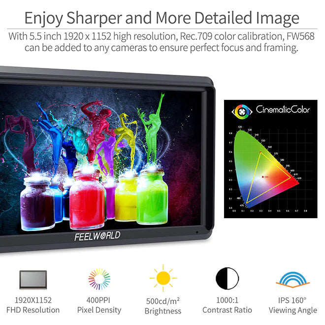 FEELWORLD FW568 V3 6-inch 3D LUT Camera Field Monitor