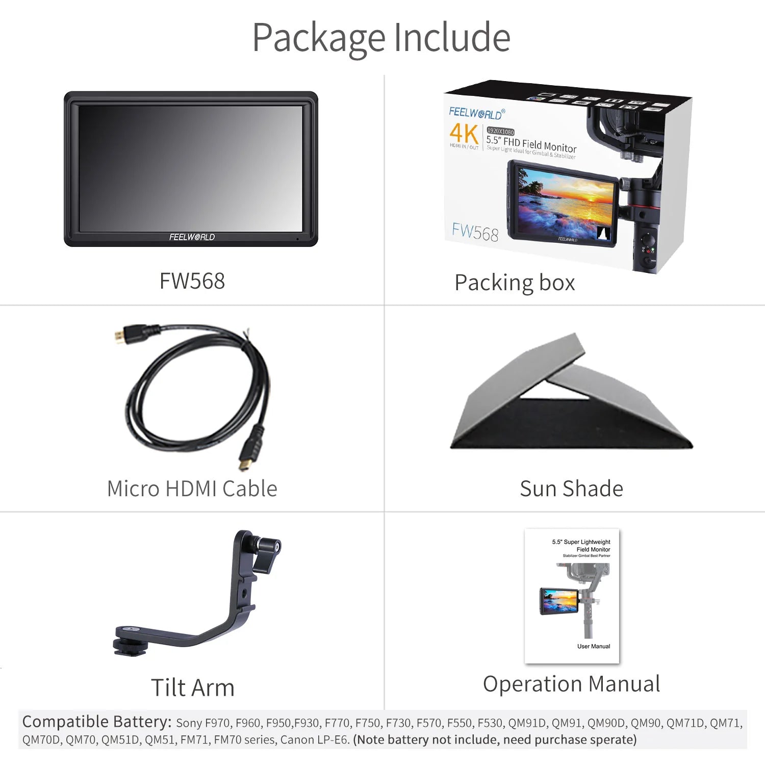 FEELWORLD FW568 V3 6-inch 3D LUT Camera Field Monitor