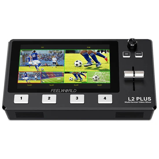 FEELWORLD L2 PLUS MULTI CAMERA VIDEO MIXER SWITCHER 5.5" TOUCH PTZ CONTROL CHROMA KEY LIVE STREAMING