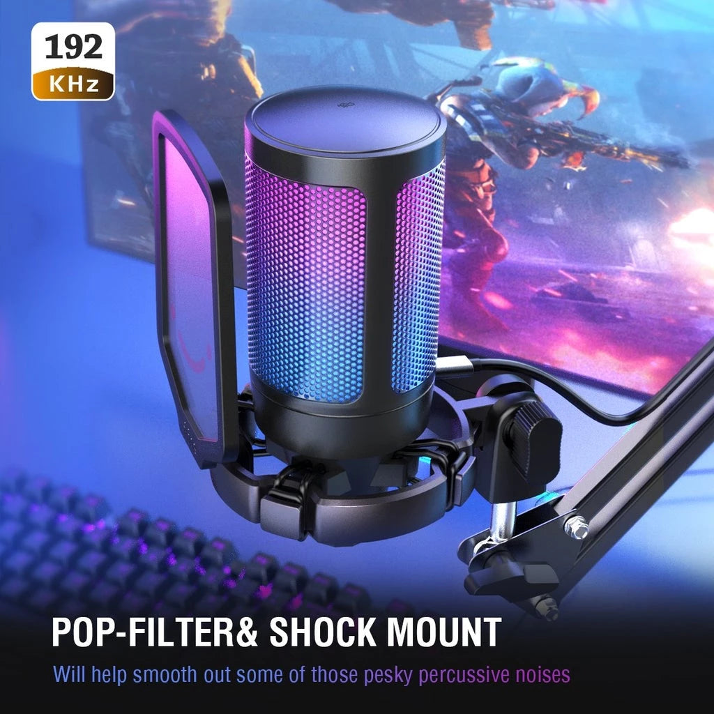 Fifine A6 Ampligame USB Condenser Gaming Microphone with RGB Light