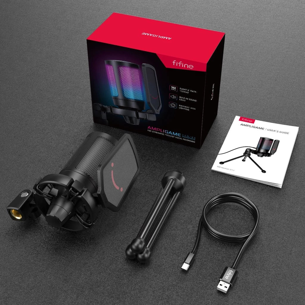 Fifine A6 Ampligame USB Condenser Gaming Microphone with RGB Light
