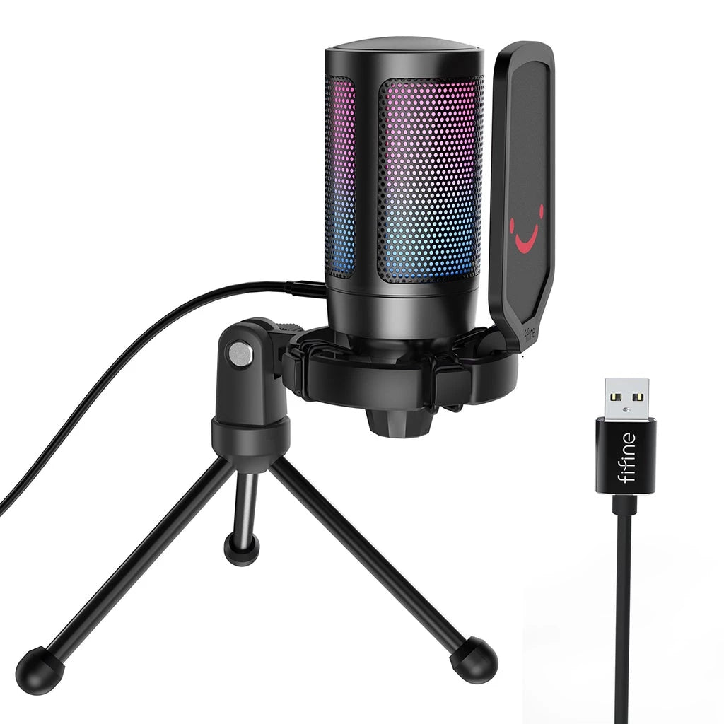 Fifine A6 Ampligame USB Condenser Gaming Microphone with RGB Light