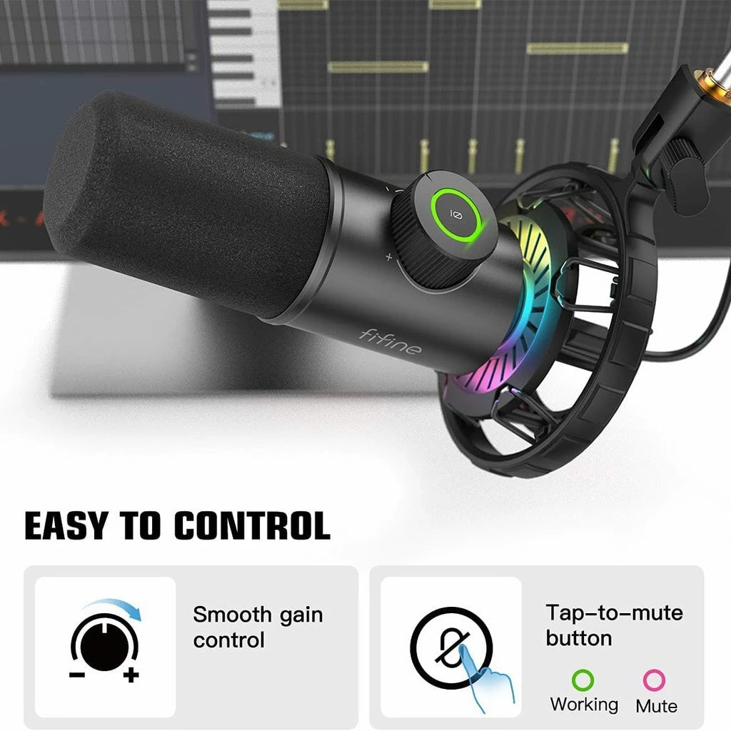 Fifine K658 USB Dynamic Cardioid Microphone with A Live Monitoring