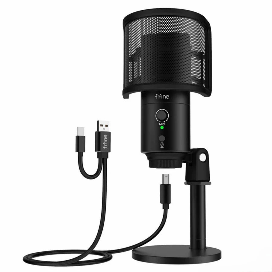 Fifine K683B USB Microphone with Type A & Type C Connectors